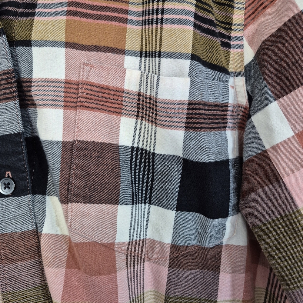 Madewell Ex Boyfriend Button Down Plaid Flannel Shirt Size Large - Picture 9 of 9
